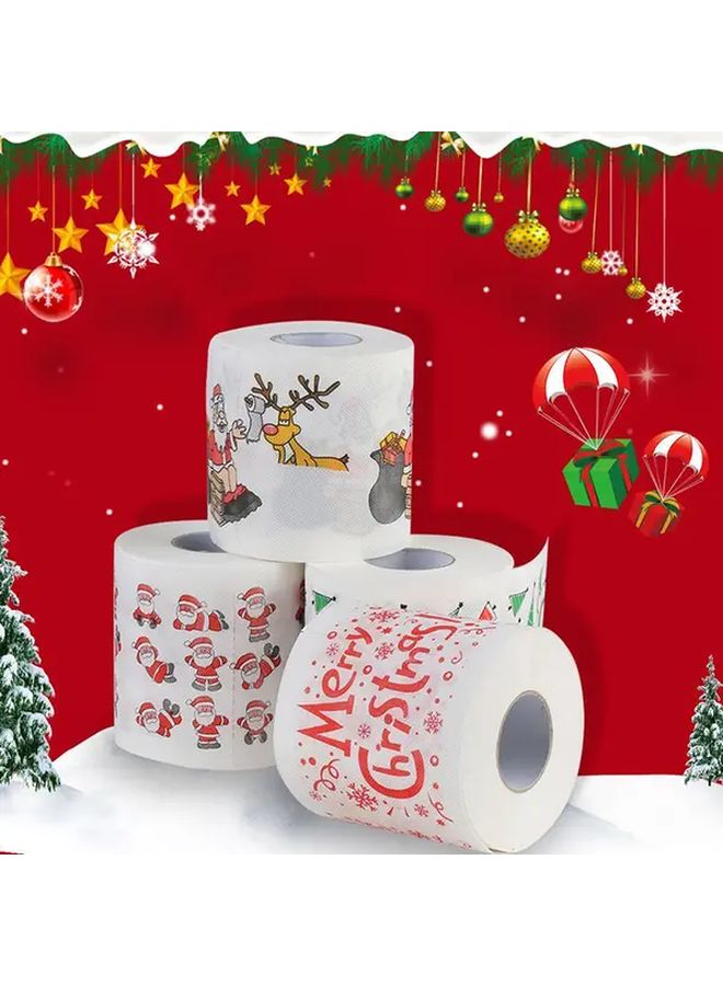 Christmas Holiday Toilet Paper 2 Layers Size 1 Santa Claus Reindeer Design Festive Home Decor - Image 2